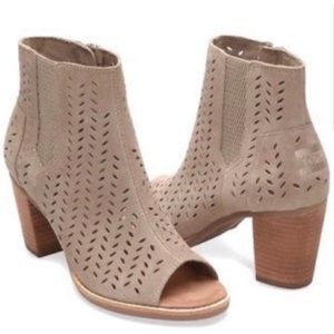 TOMS Majorca Perforated Suede Booties in Taupe Natural